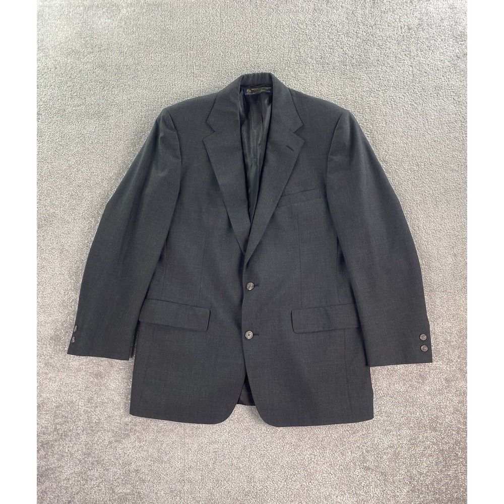 Vintage Brooks Brothers Suit Jacket 43 L Gray Wool Solid Designer USA 1818 *